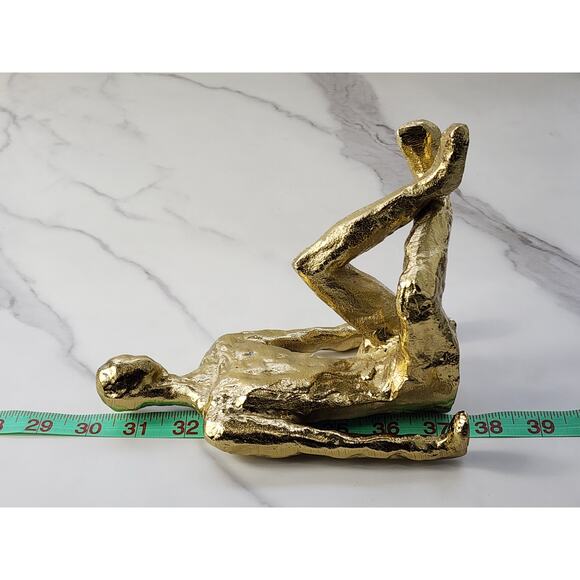 MCM Sitting Man Figurine Sculpture 7 1/4" Gold Finished Art Home Decor Accent - Picture 12 of 13